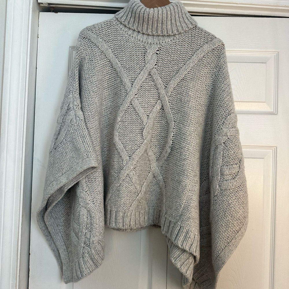 Lands End Cozy Knit Turtleneck Poncho